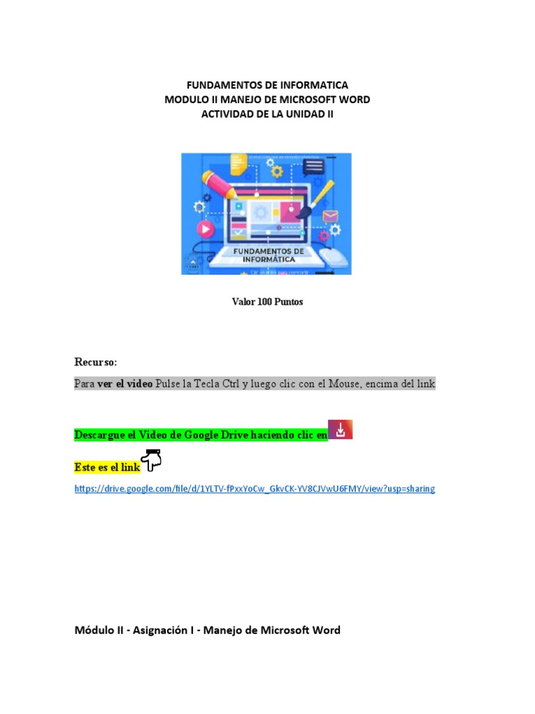 Modulo Ii Unidad Ii Actividad I Manejo De Word Pdf Microsoft