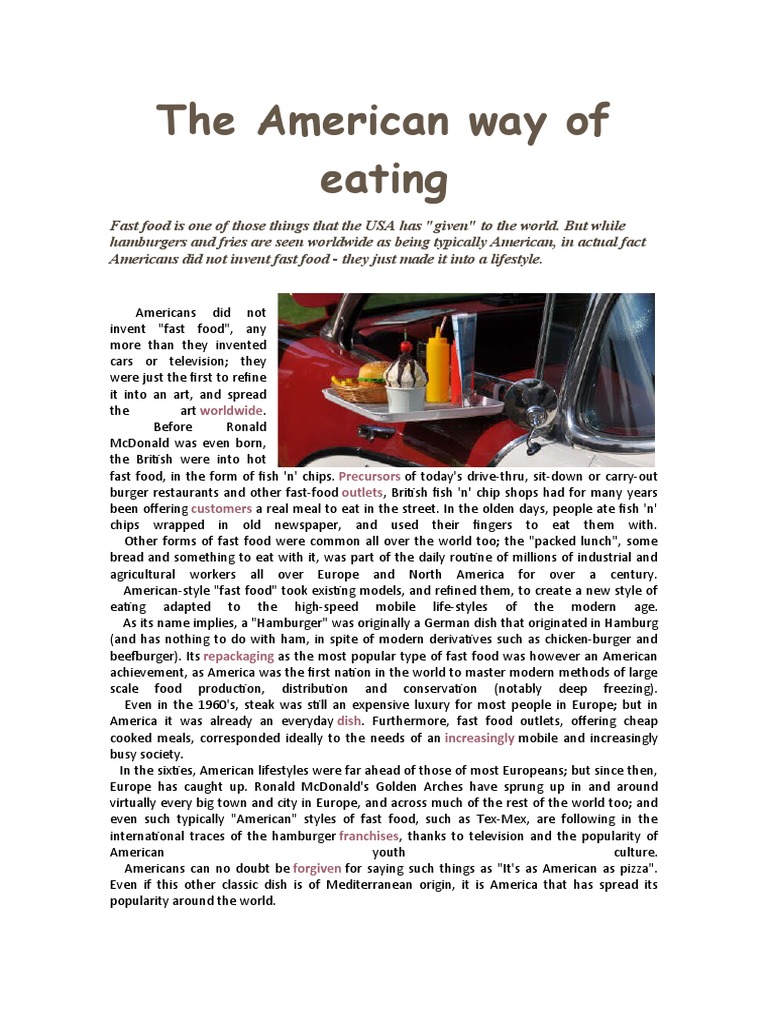 The American Way of Eating PDF Fast Food Hamburgers