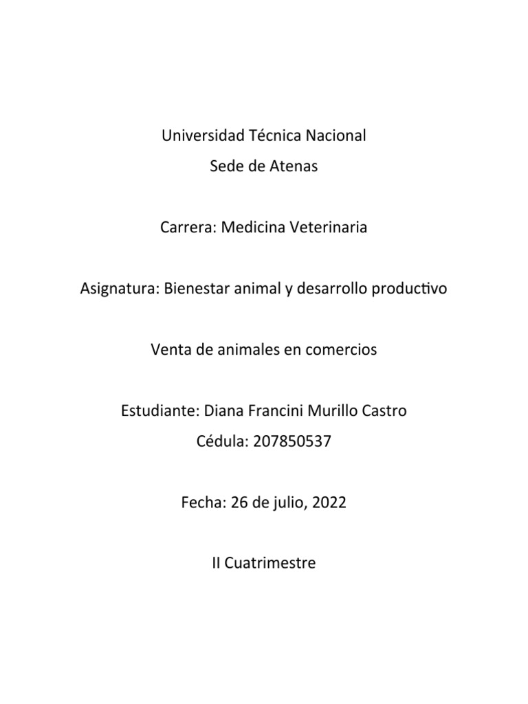 Venta de Animales en Comercios PDF Gatos Bienestar de los animales