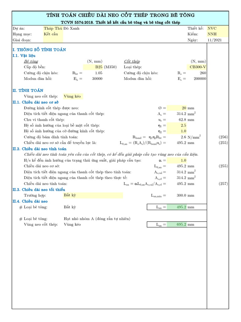 Chieu Dai Neo Cot Thep | PDF