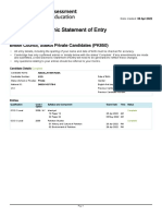 CIE Direct Electronic Statement of Entry June 2022 Series: British Council, Sialkot Private Candidates (PK850)