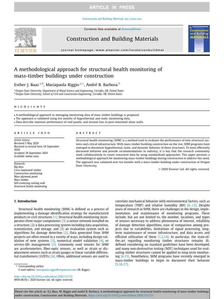 A Methodological Approach For Structural Health Monitoring of Mass ...