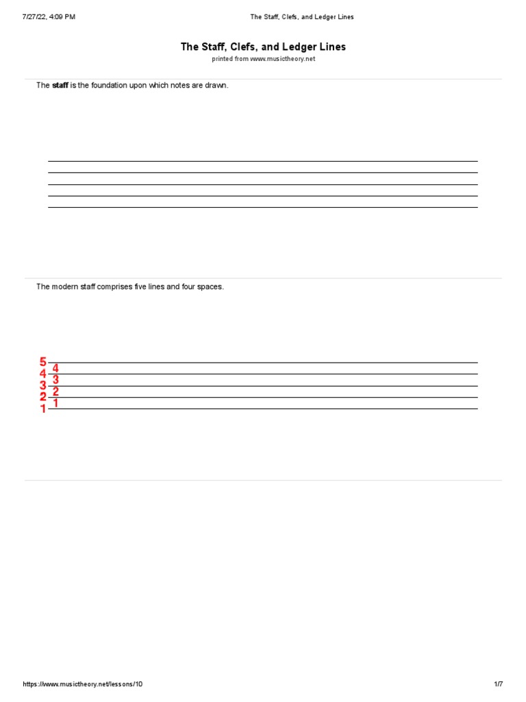 The Staff, Clefs, and Ledger Lines PDF Clef Pitch (Music)