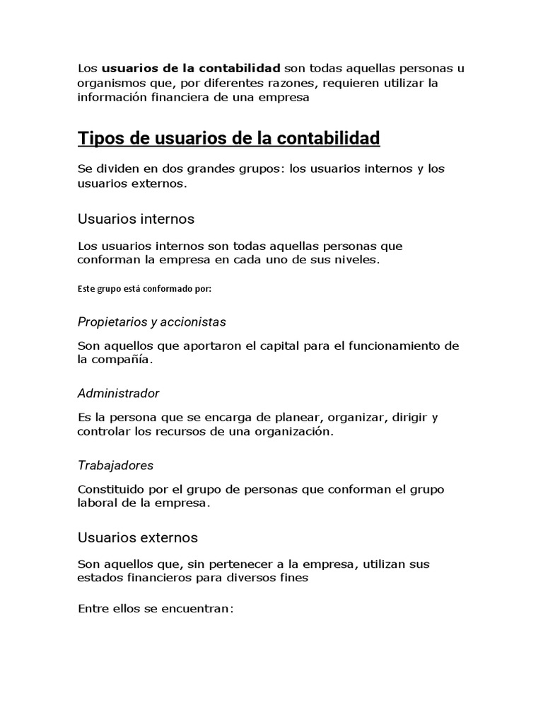 Tipos de Usuarios Contables | PDF | Business | Contabilidad