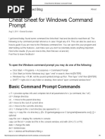 Cheat Sheet For Windows Command Prompt