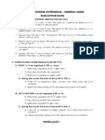 Related Learning Experience - General Ward Evaluation Exam: I. Computation: Parenteral Medication (30 PTS.)