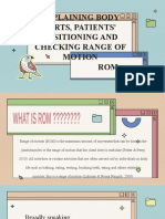 Explaining Body Parts, Patients' Positioning and Checking Range of Motion ROM