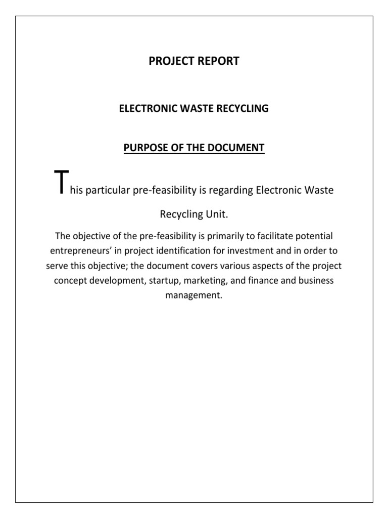 E-Waste Recycling Project Report | PDF | Electronic Waste | Recycling