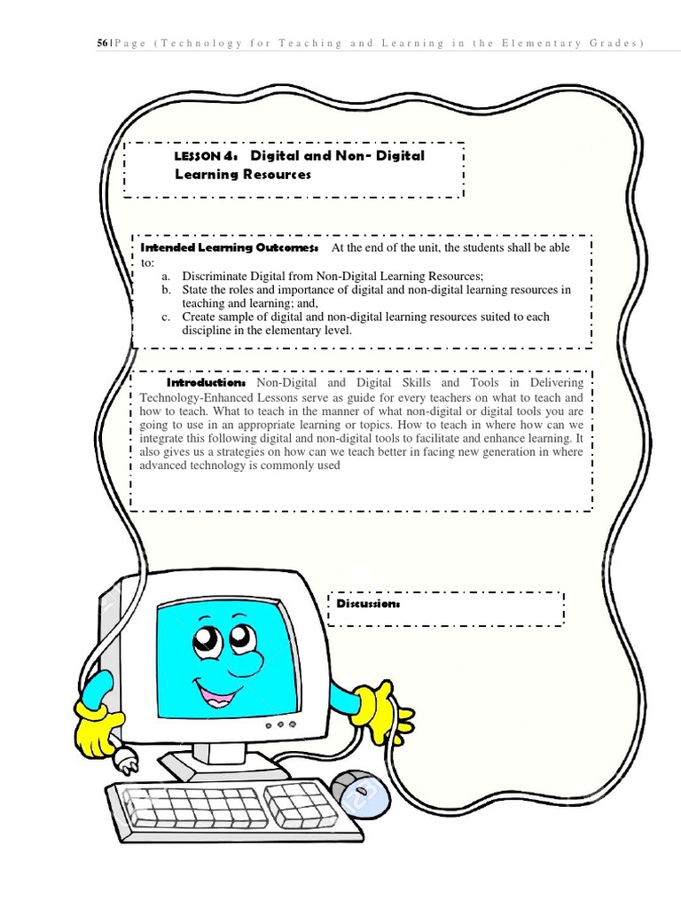 4 Digital and NonDigital Learning Resources Lesson PDF Teaching
