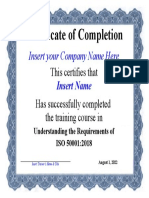 Certificate of Completion: Insert Your Company Name Here
