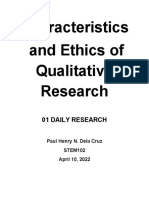 Characteristics and Ethics of Qualitative Research