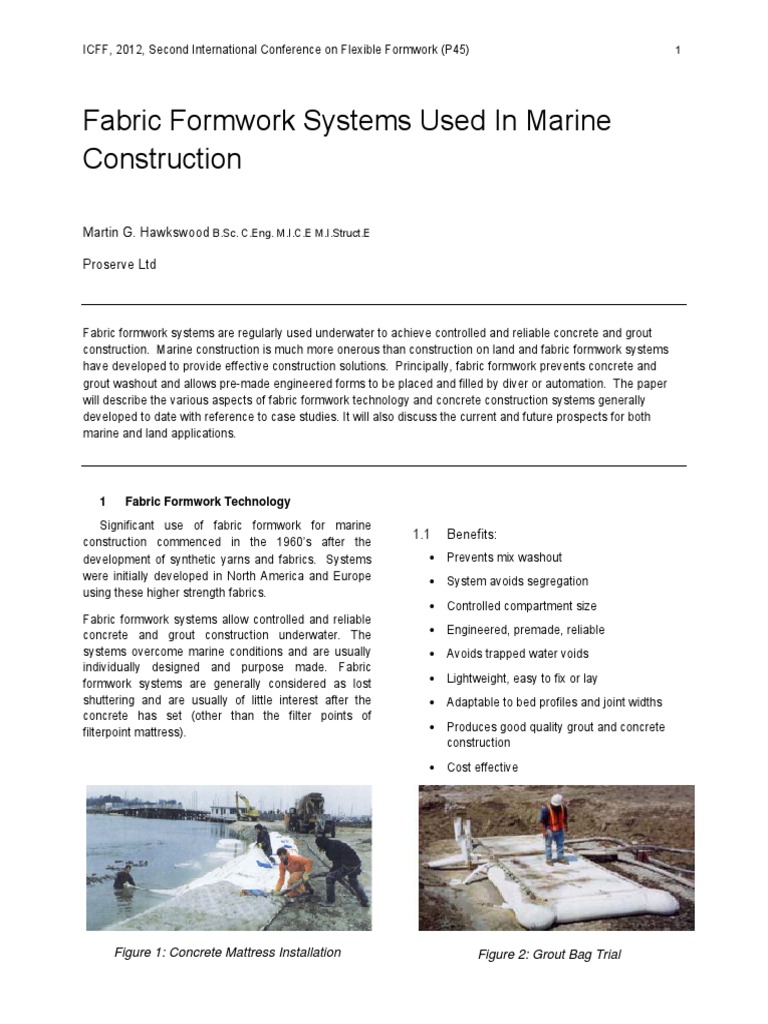 Marine Fabric Formwork Systems | PDF | Concrete | Deep Foundation