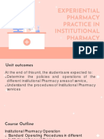Experiential Pharmacy Practice in Institutional Pharmacy: Module 1: Part 2