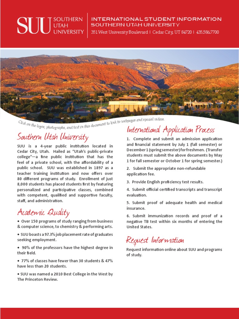 International Application Process Southern Utah University PDF