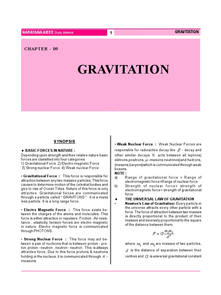 1 Gravitation | PDF | Force | Acceleration