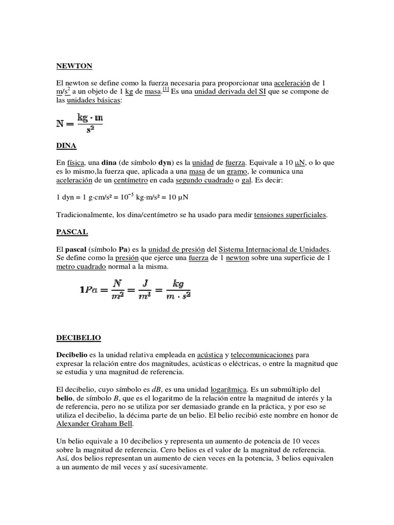 Unidades de medida en física y acústica | PDF | Decibel | Pascal (Unidad)