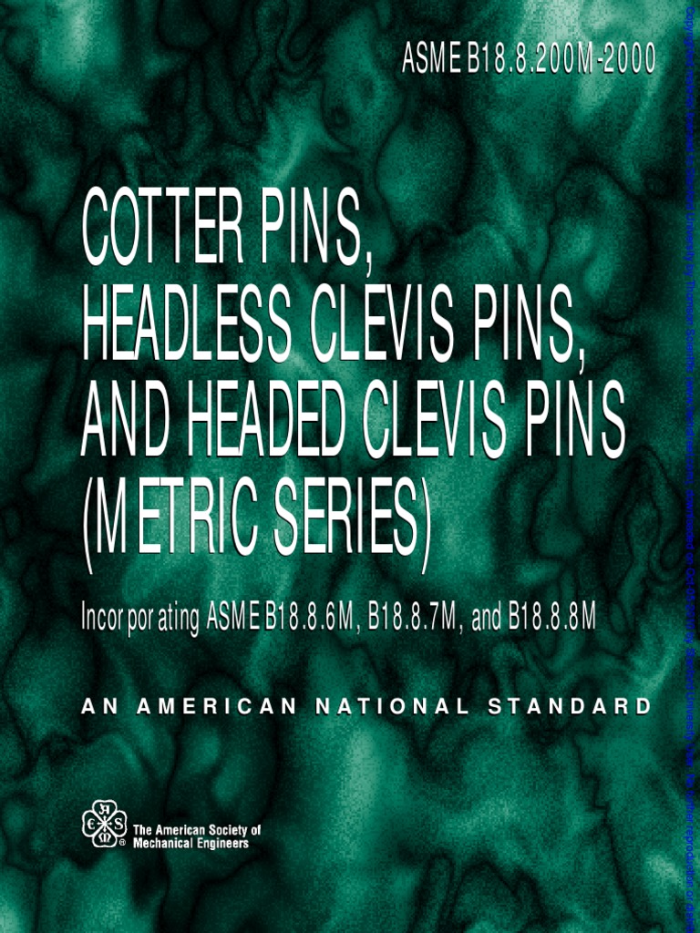Cotter Pins, Headless Clevis Pins, and Headed Clevis Pins (Metric