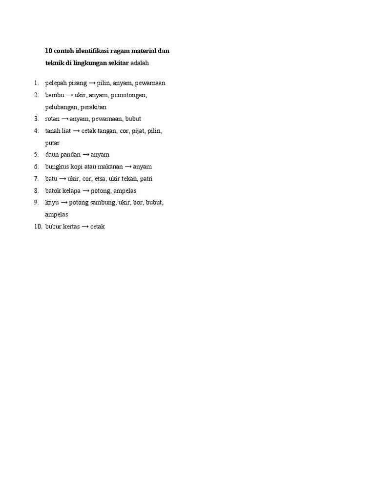 10 Contoh Material dan Teknik Produksi | PDF