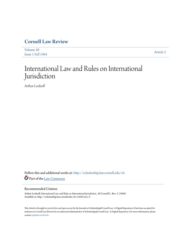 International Law and Rules On International Jurisdiction PDF