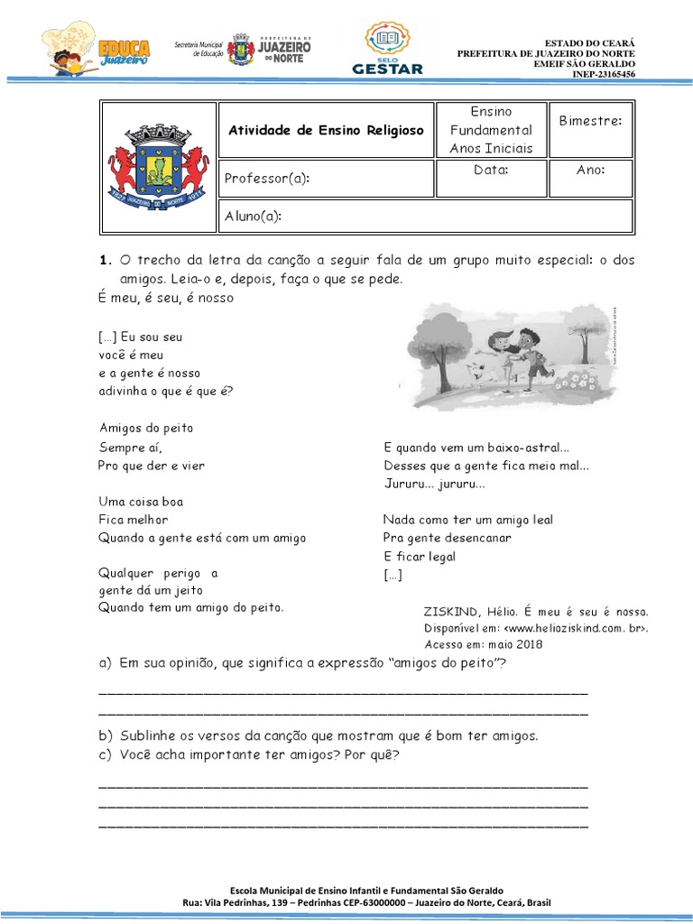 Atividade de Ensino Religioso 3º Ano 26 05 1 | PDF