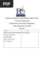 Elizade University, Ilara-Mokin, Ondo State. Faculty of Engineering Department of Computer Engineering Operating System Principle CPE 358