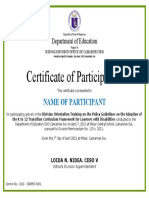 2021 Certificate of Participation Cbsped