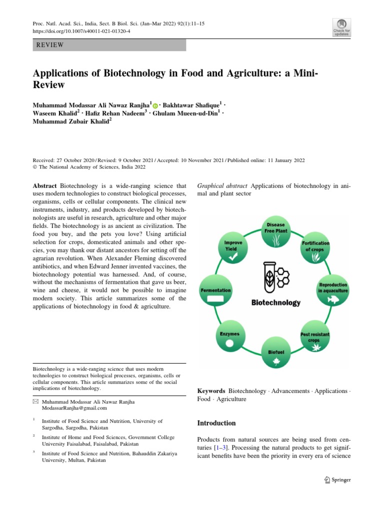 Applications of Biotechnology in Food and Agriculture | PDF ...