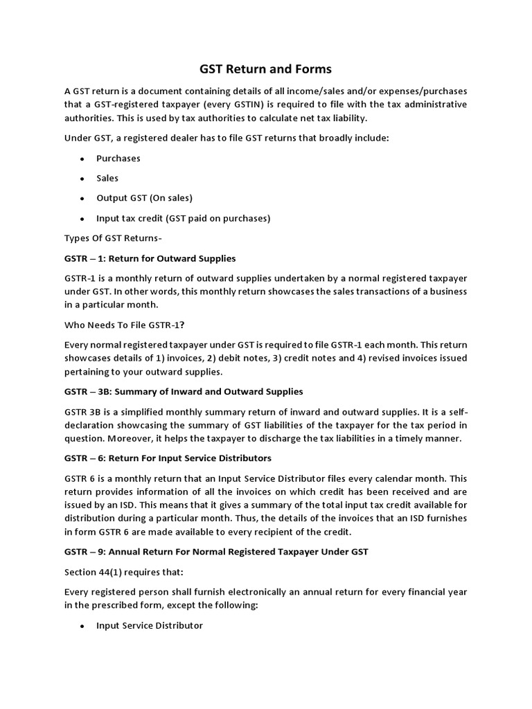 GST Return Types and Filing Guide | PDF | Value Added Tax | Invoice