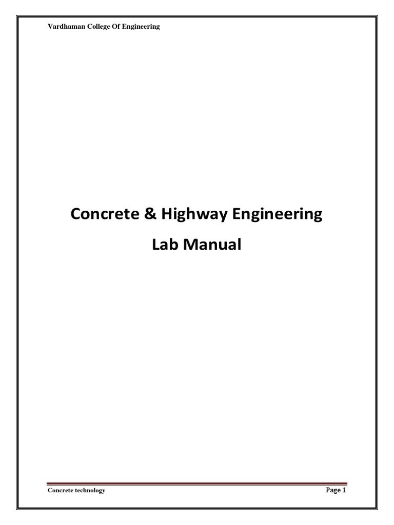 Concrete & Highway Engineering Lab Manual: Vardhaman College of ...