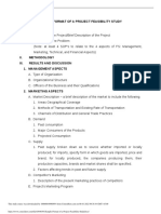 Sample Format of A Project Feasibility Study