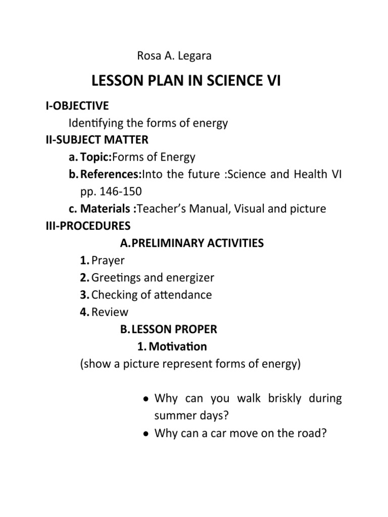 LESSON Plan in Science (TTL2) | PDF | Physics | Nature