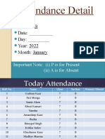 Attendance Detail: Class: 7 Section: B Date: - Day: - Year: 2022 Month: January
