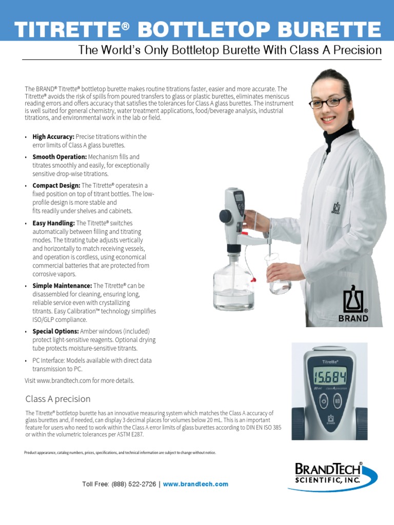 Titrette Bottletop Burette The World's Only Bottletop Burette With