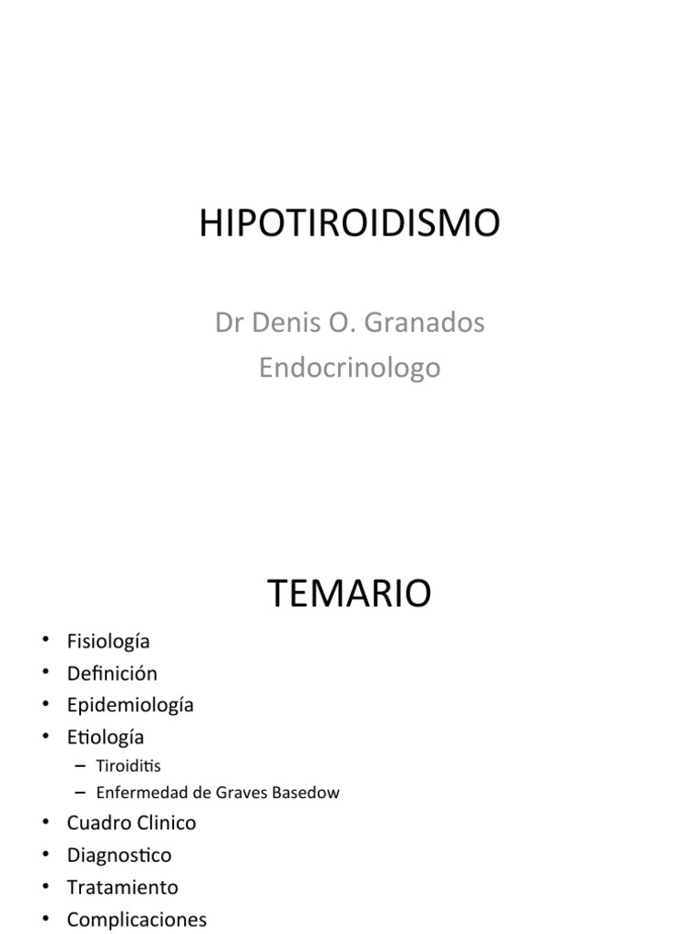 Hipotiroidismo IV Año 2019 PDF Hipotiroidismo Hipertiroidismo