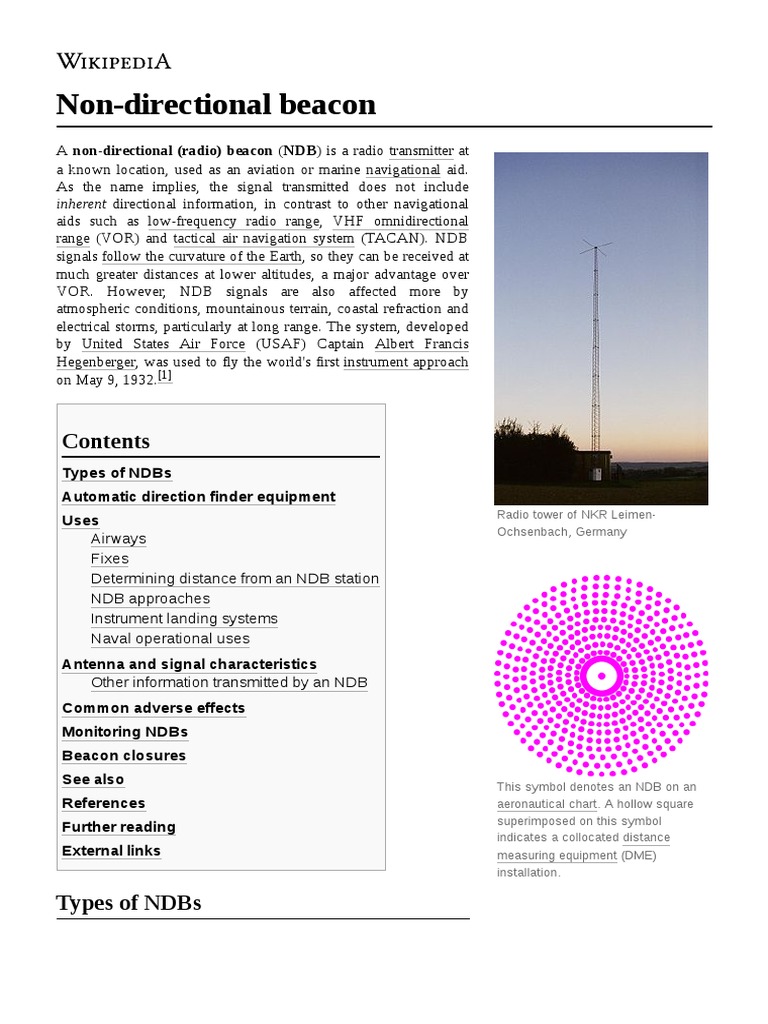 Non Directional Beacon PDF Wireless Radio