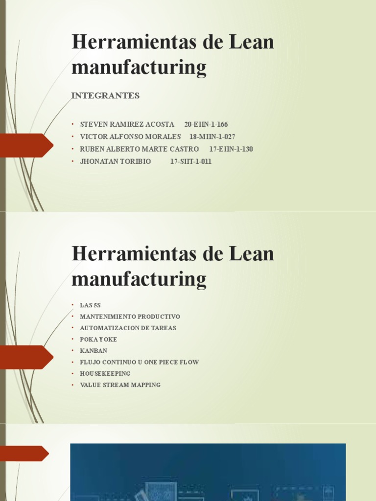 Herramientas Clave de Lean Manufacturing | PDF | Lean Manufacturing ...