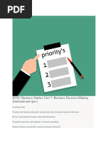 BTEC L3, Unit 7 - Business Decision Making Notes