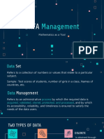 Data Management and Mathematics Tools for Analyzing Data Sets