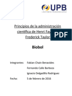 Principios de La Administración Científica de Henri Fayold y Frederick Taylor