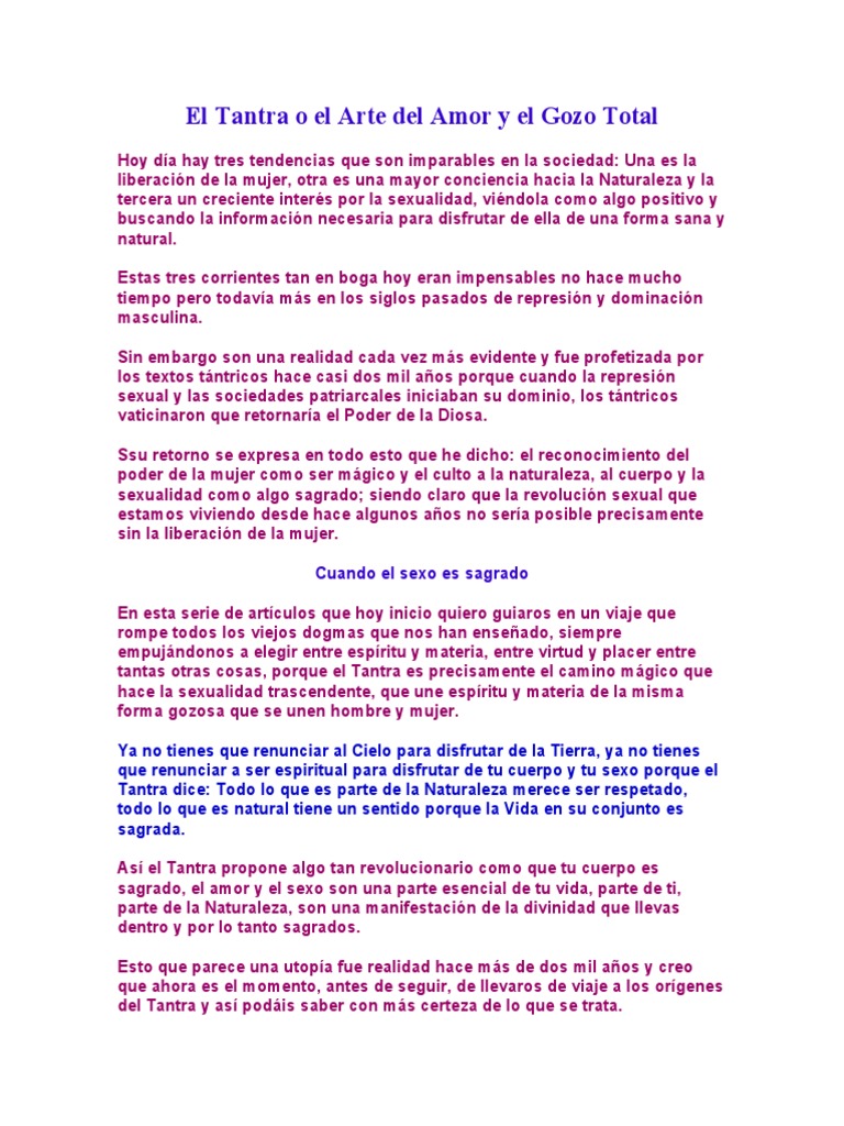 El Tantra o El Arte Del Amor y El Gozo Total | PDF | Amor | Orgasmo