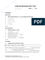 New American Inside Out Elementary Unit 7 Test: Part A