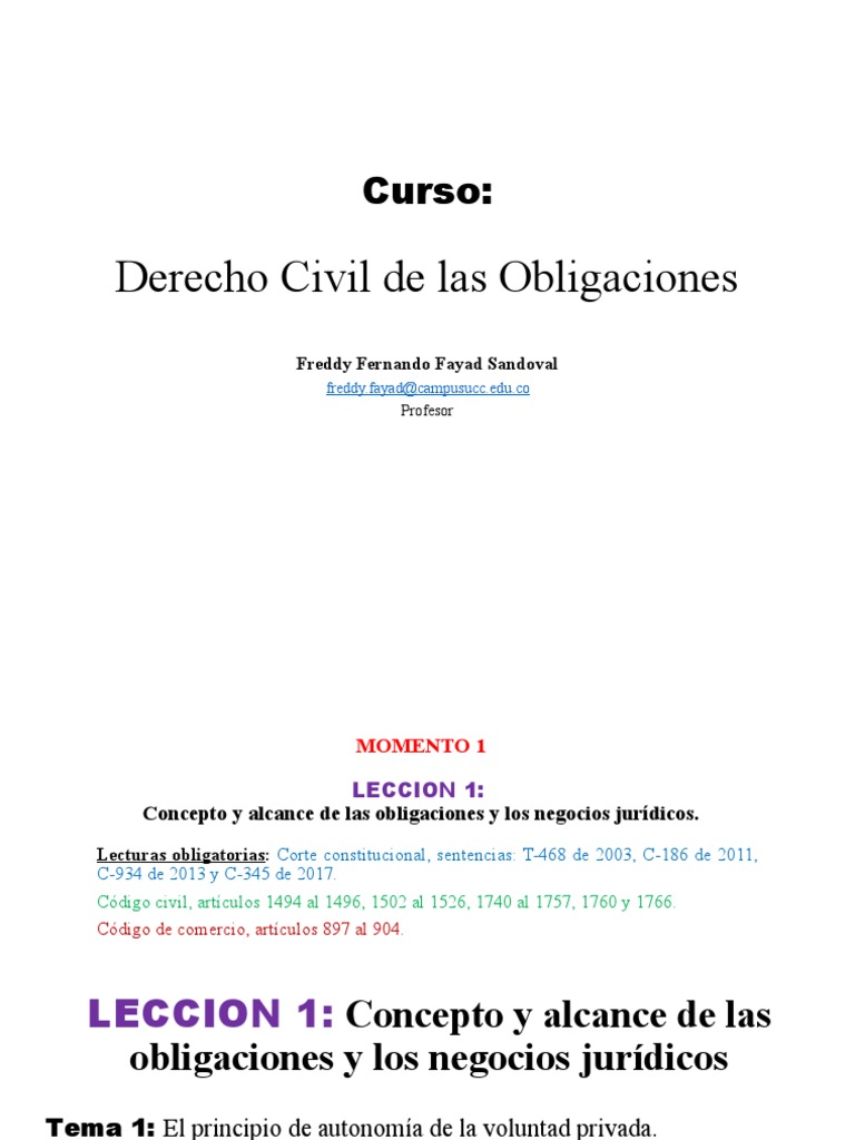 Obligaciones y Negocios Jurídicos en Derecho Civil | PDF | Causalidad ...