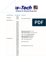 Control Module Security Codes and Adaptation Comments