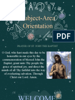 Prayer and Introduction to Subject-Area Orientation