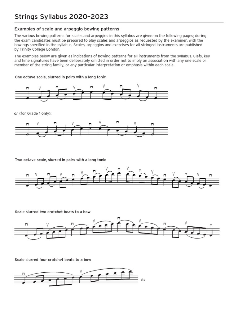 Strings Bowing Patterns and Bowing Exercises PDF Scale (Music