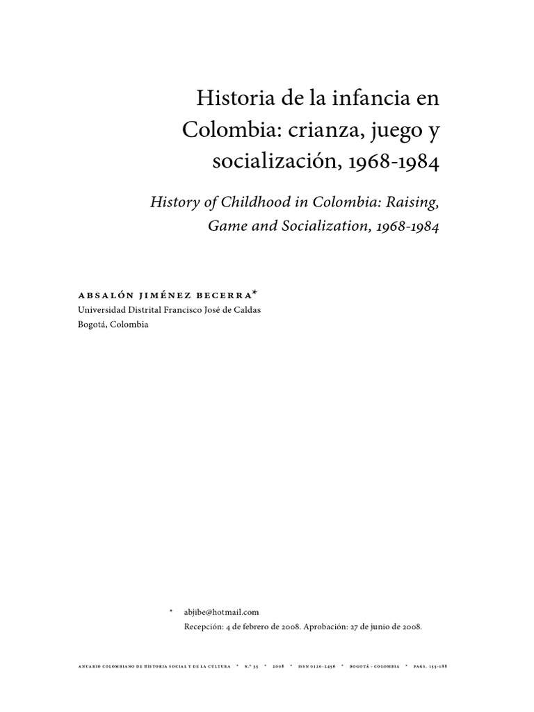 Historia de la infancia en Colombia (1968-1984) | PDF | Familia | Amor