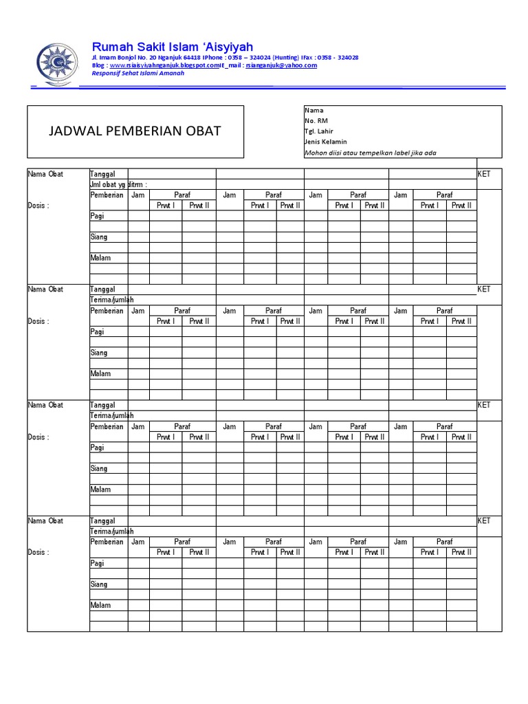 Revisi Jadwal Pemberian Obat New | PDF