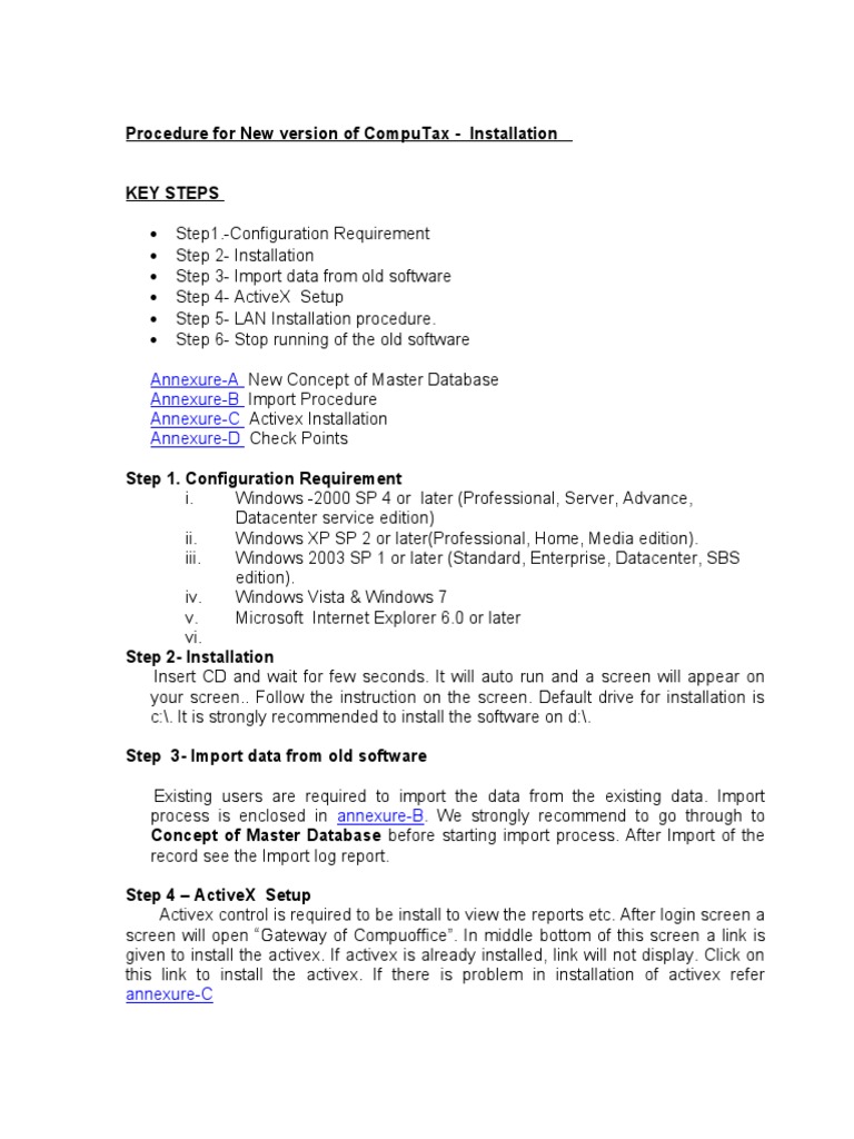 Installation Procedure | PDF | Installation (Computer Programs ...