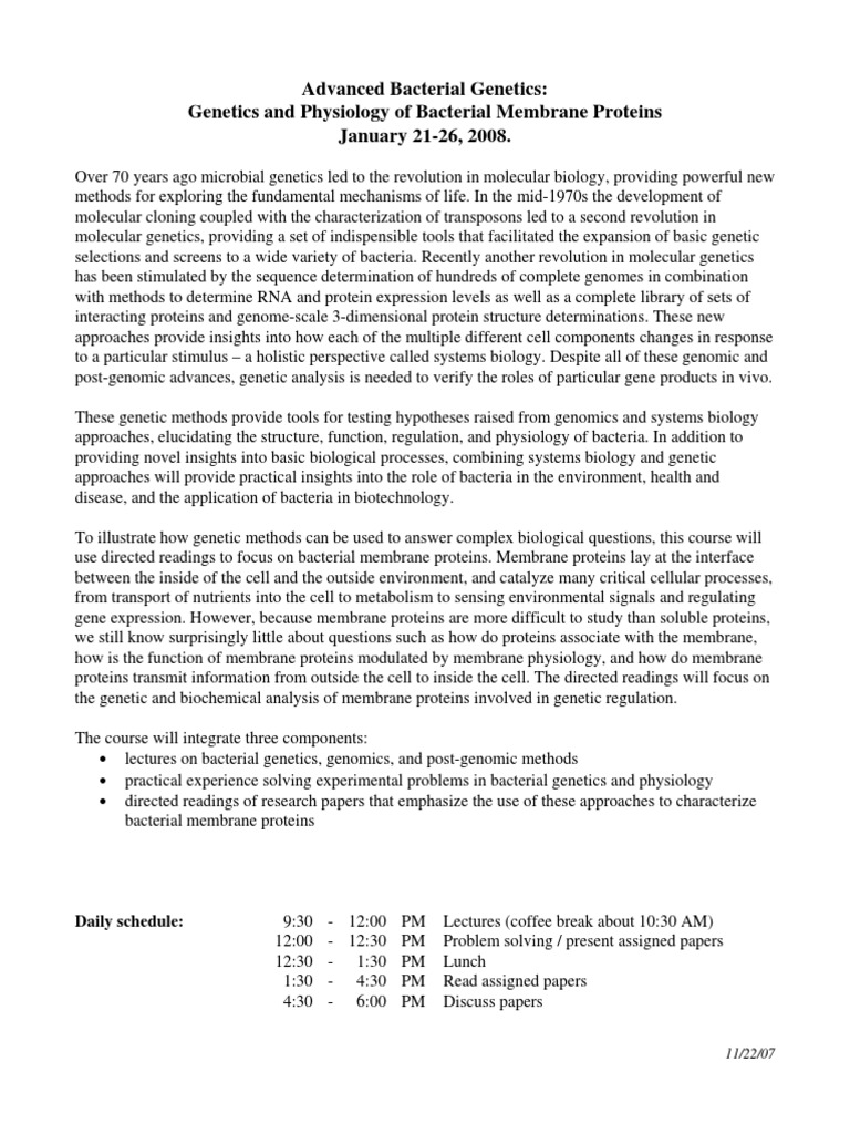 Advance Bacterial Genetics | PDF | Genetics | Biology