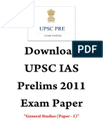 UPSC IAS Civil Services Prelims Exam Paper 2011 GS Paper 1 - WWW - Dhyeyaias.com
